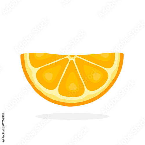 Vector illustration in flat style. Half orange slices. Healthy vegetarian food. Citrus fruits. Decoration for greeting cards, prints for clothes, posters, menus