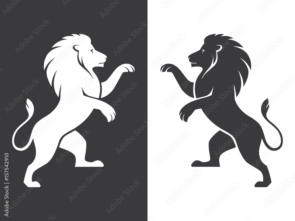 Obraz premium Szaleją dwa heraldyczne lwy