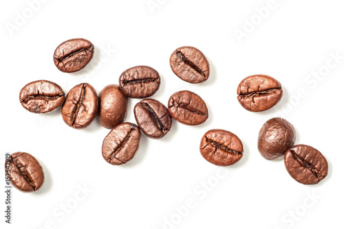 coffee beans on white, top view © Amy Lv