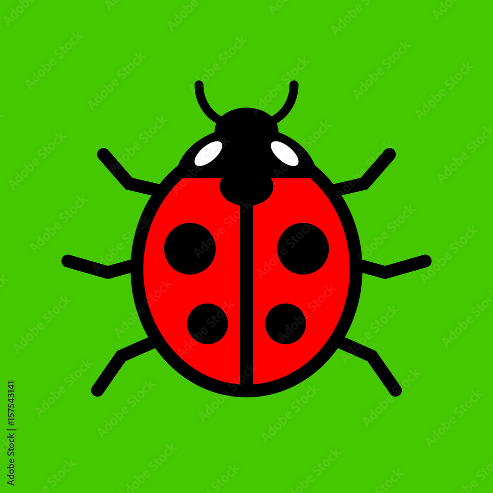 Ladybird vector icon on green background Ladybird vector icon on green background