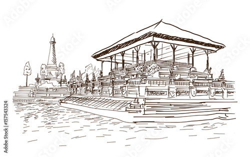 Hand drawn sketch of Bali Indonesia in vector illustration.