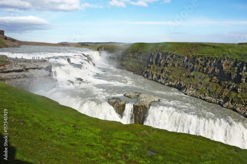 Gullfoss waterfall in sunlight  Iceland