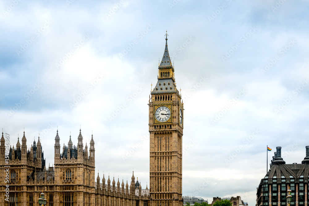 Traditional view of Big Ben in London, United Kingdom