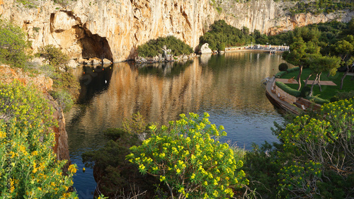 Spring photo of famous Lake Vouliagmeins  Athens riviera  Attica  Greece