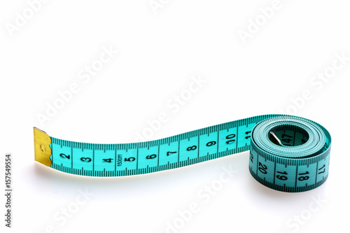 Tape for measuring in greenish blue color