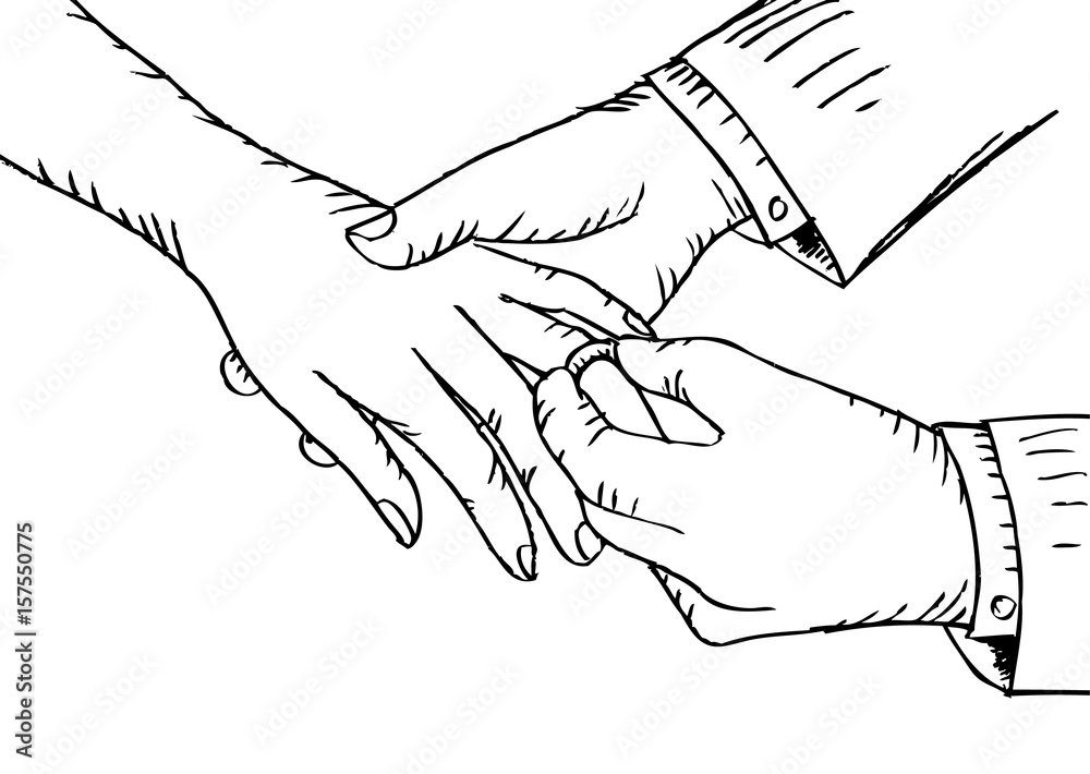 Sketchy lovers holding hands. Sketchy lovers holding hands.