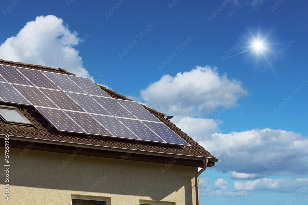 Fototapeta premium rooftop with solar panels