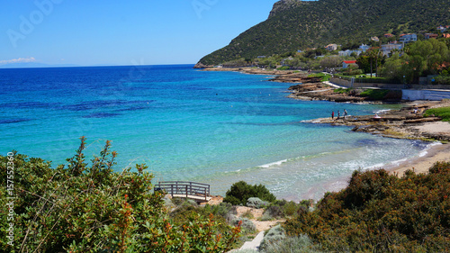 Spring photo from Porto Rafti with clear water beaches, Mesogeia, Attica, Greece photo