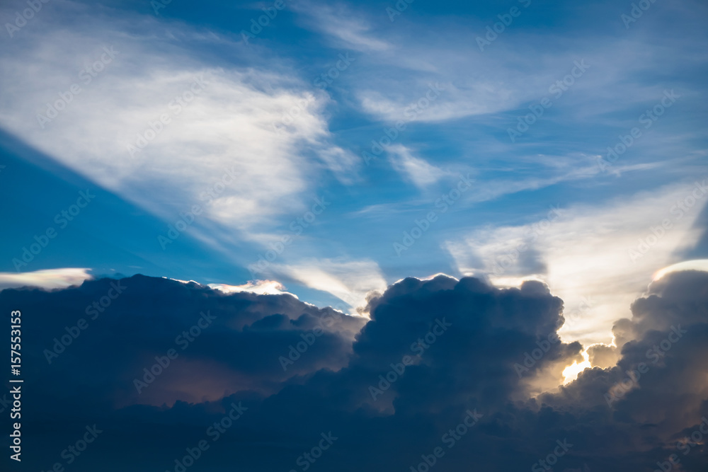 beautiful sunray with blue sky background
