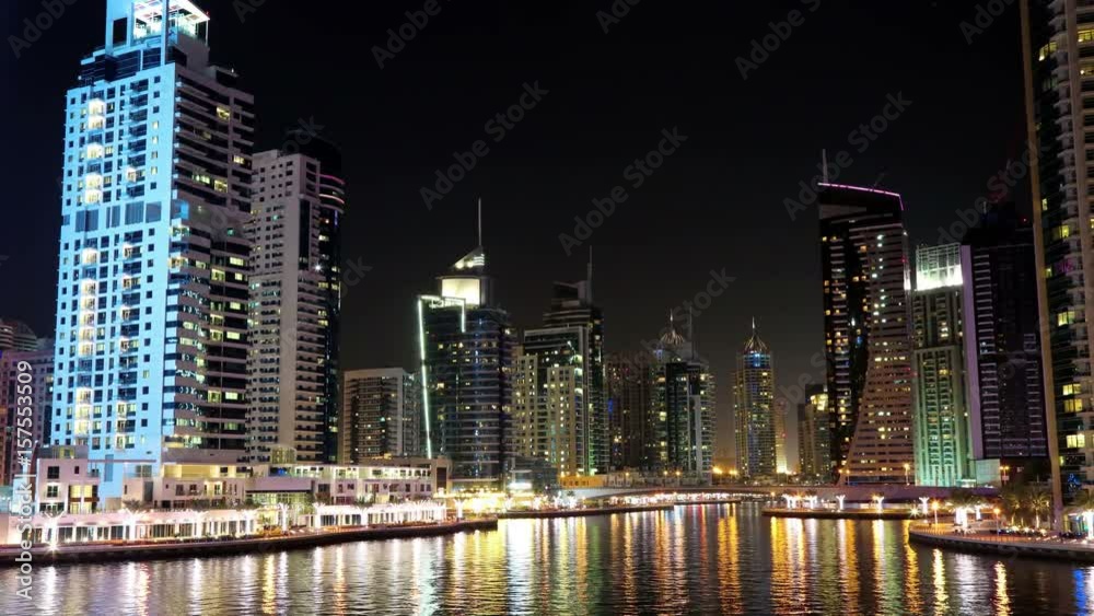 4K Dubai Marina night time lapse, United Arab Emirates 4K Dubai Marina night time lapse, United Arab Emirates
