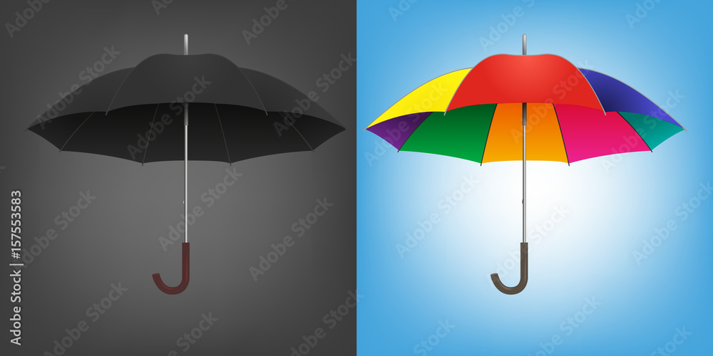 parapluie - noir - multicolore - contraste - créativité - original - différent - concept