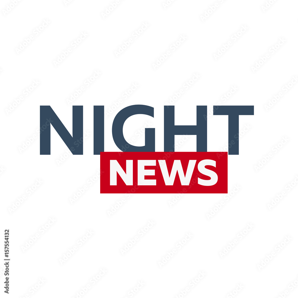 Mass media. Night news logo for Television studio. TV show. Mass media. Night news logo for Television studio. TV show.