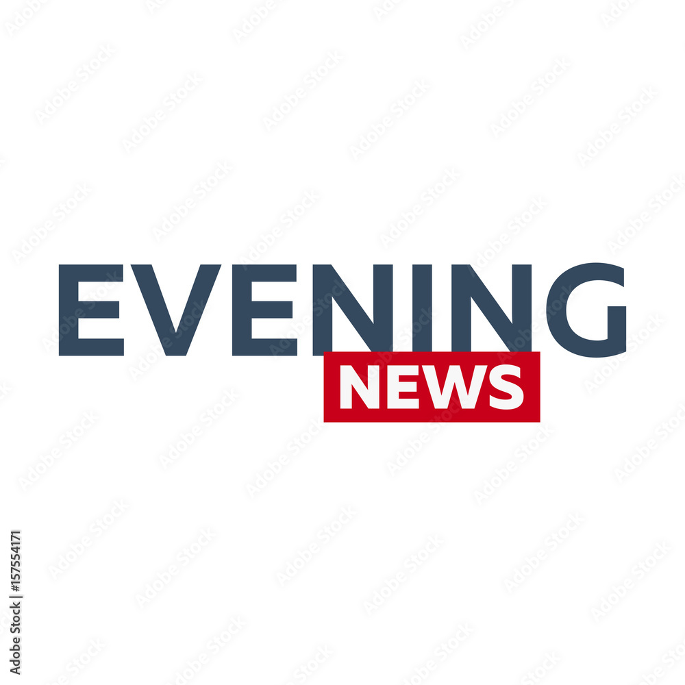 Mass media. Evening news logo for Television studio. TV show.