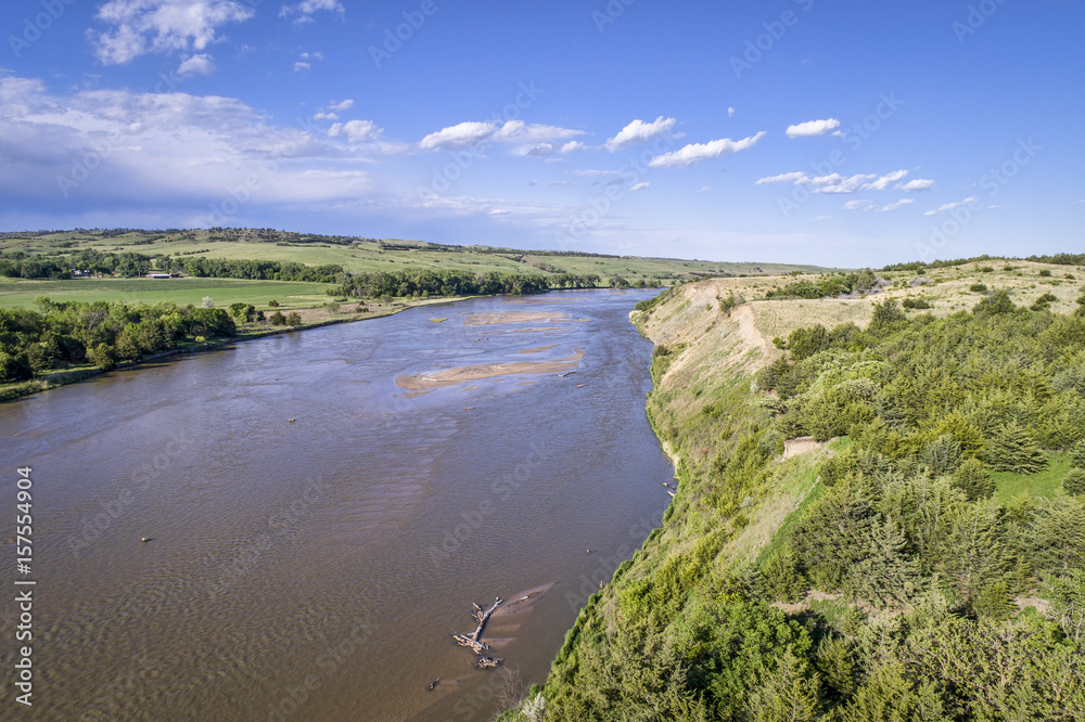 aerial view of Niobrara River in Nebraska Sand Hills