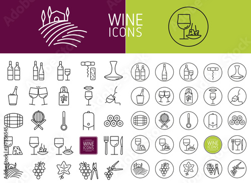 Set of wine icons for web and designs