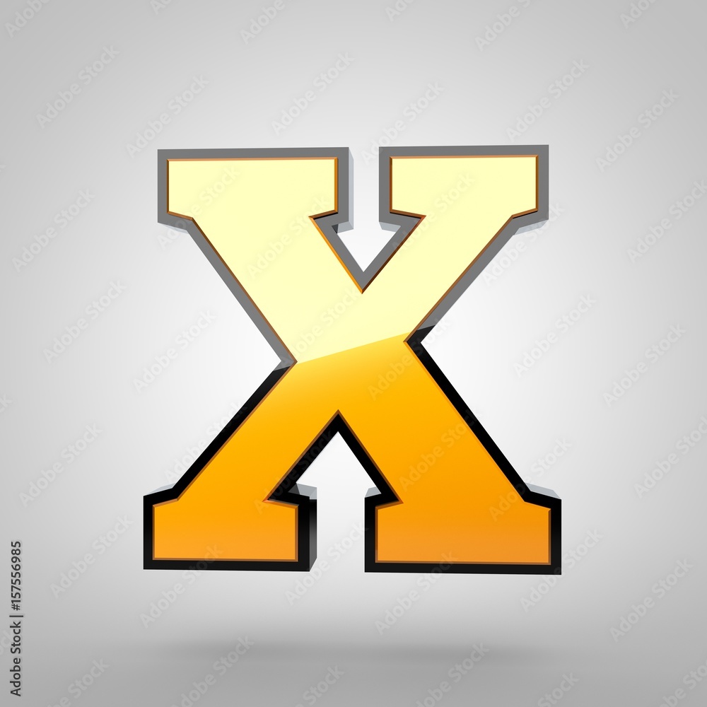 Gold letter X uppercase with black fillet Gold letter X uppercase with black fillet