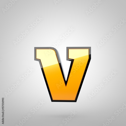 Gold letter V lowercase with black fillet