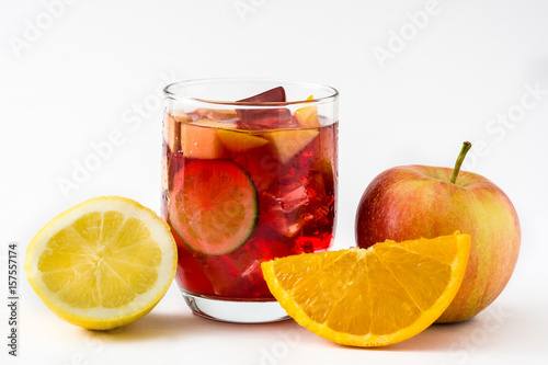 Sangria drink in glass isolated on white background  