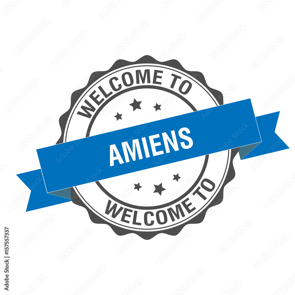 Fototapeta premium Welcome to Amiens stamp illustration
