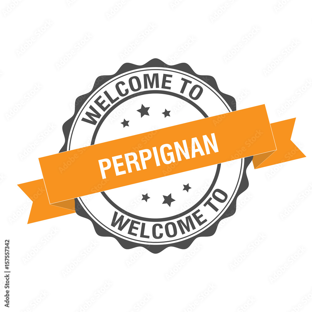 Fototapeta premium Welcome to Perpignan stamp illustration