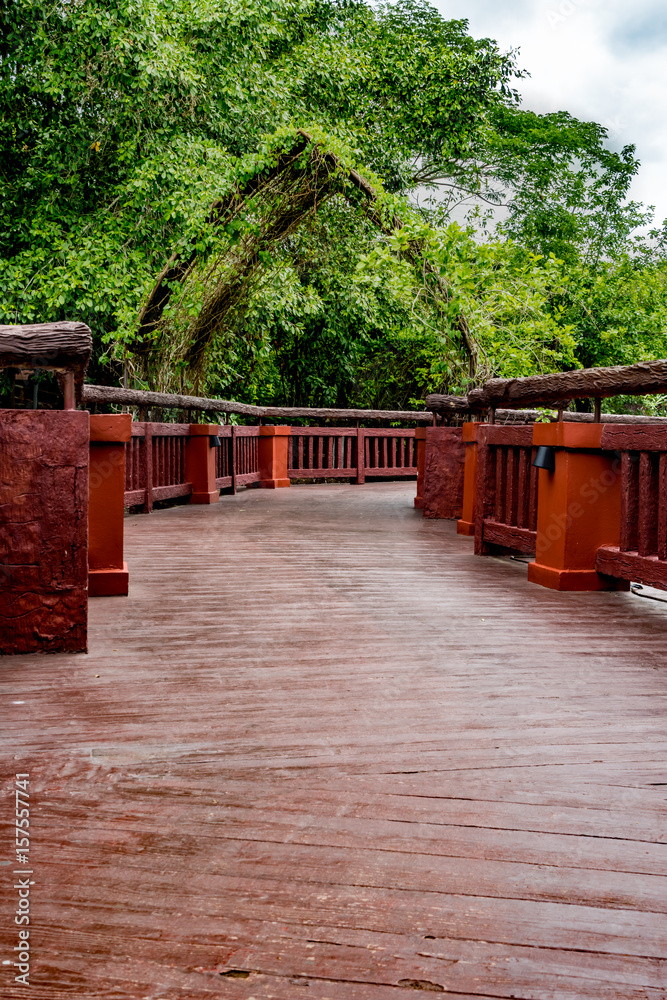 Long bridge in garden Long bridge in garden