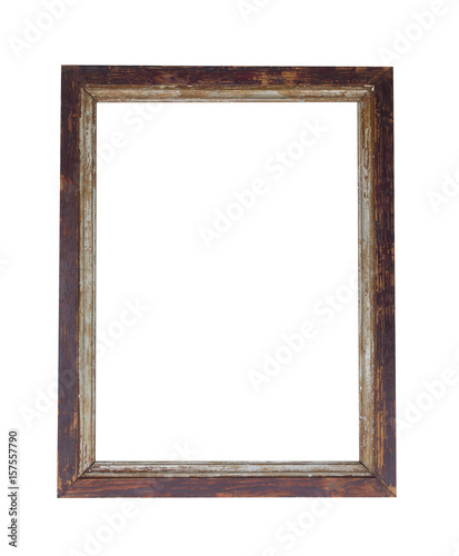 old vintage frame for paintings and photographs isolated on white background