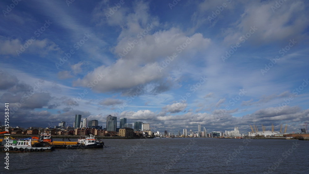 Photo of Canary Warf in isle of dogs as seen from Greenwich, London, United Kingdom