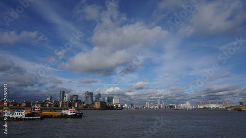 Photo of Canary Warf in isle of dogs as seen from Greenwich, London, United Kingdom © aerial-drone