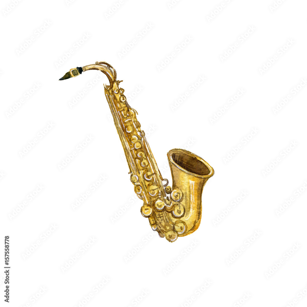 Naklejka premium watercolor drawing saxophone