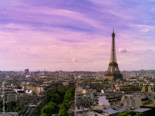 View of Paris with Eiffel tower from Are de Triomphe © Surajet.L