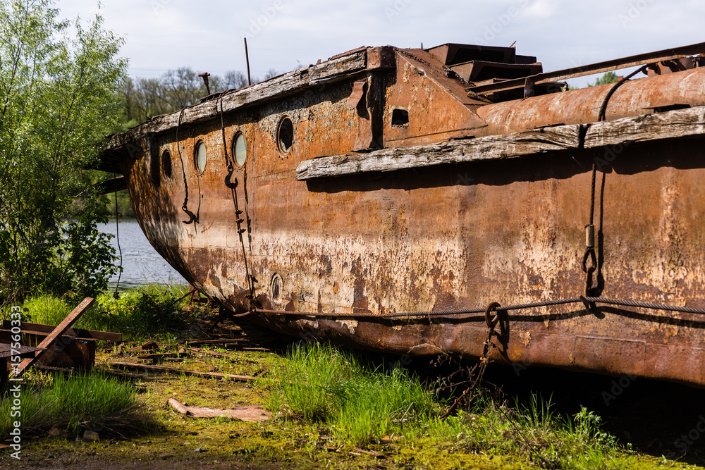 rusty shipwreck at chernobyl shipgraveyard rusty shipwreck at chernobyl shipgraveyard