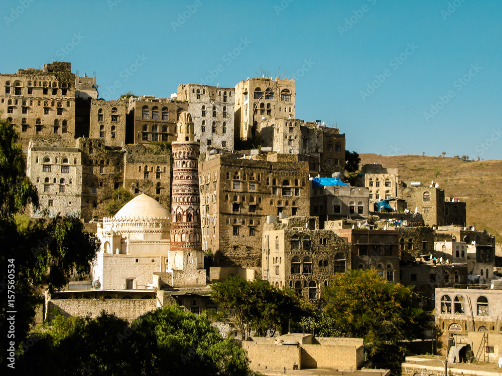 View to Jibla old city and former synagogue, Yemen