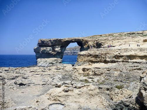 Azure Window, famous stone arch of Gozo island in the sun in summer, Malta photo