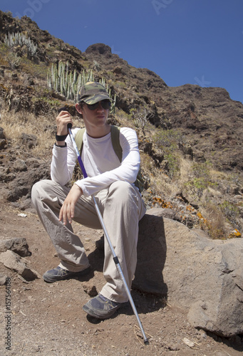 Fotografija young hiker resting