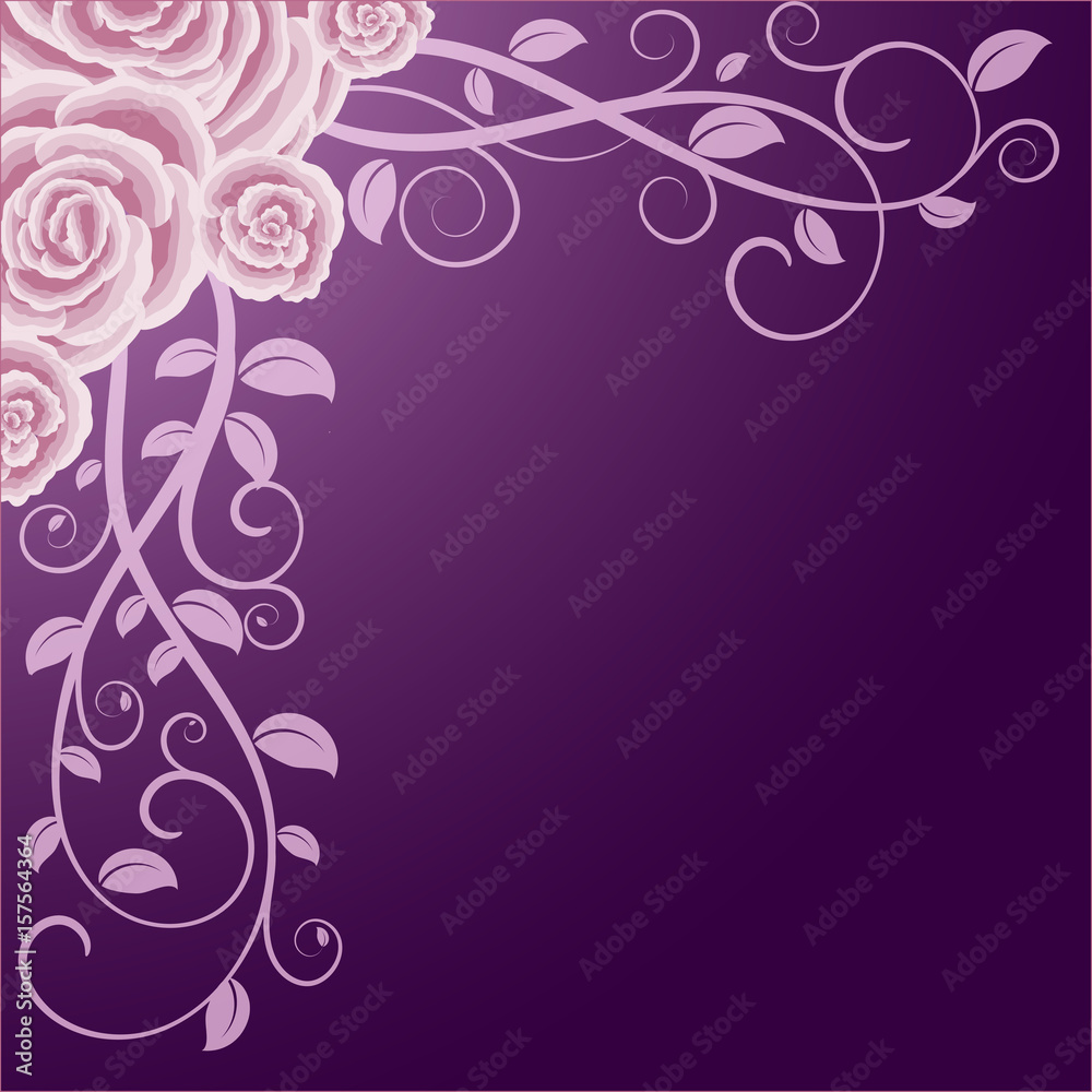 Vector ornament of roses and stems isolated by layers for invitation card