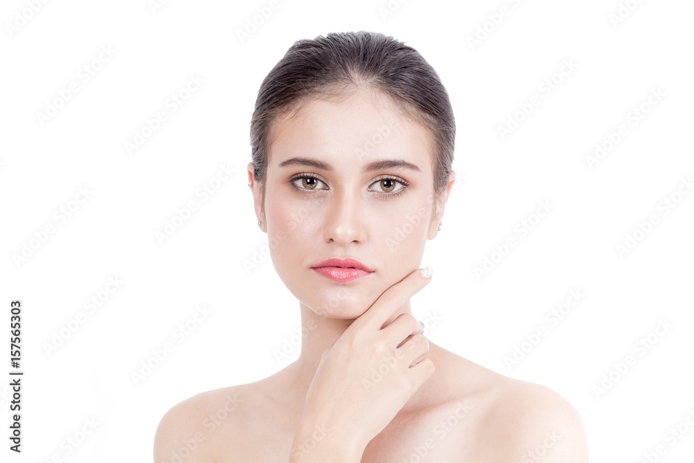 Beautiful Woman Face Portrait Beauty with maleup concept. Fashion Beauty Model isolated on white, 20s year old. Beautiful Woman Face Portrait Beauty with maleup concept. Fashion Beauty Model isolated on white, 20s year old.