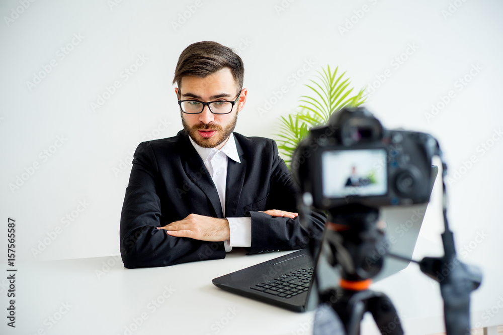 Male video blogger Male video blogger