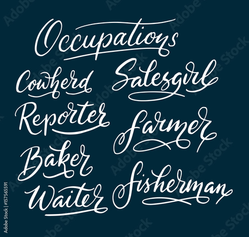 Reporter and salesgirl profession hand written typography. Good use for logotype  symbol  cover label  product  brand  poster title or any graphic design you want. Easy to use or change color  