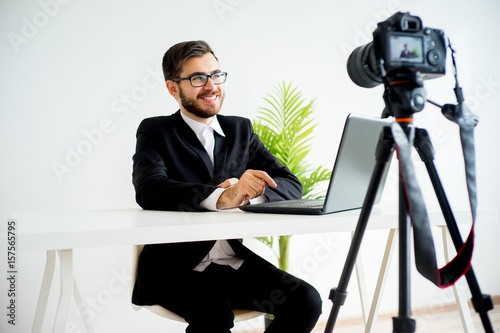 Male video blogger