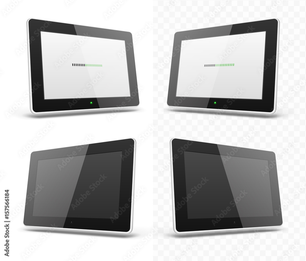 Mobile device hd tablet templates set with turned on and off Mobile device hd tablet templates set with turned on and off