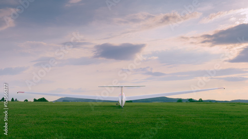 glider plane pulled with a rope up photo
