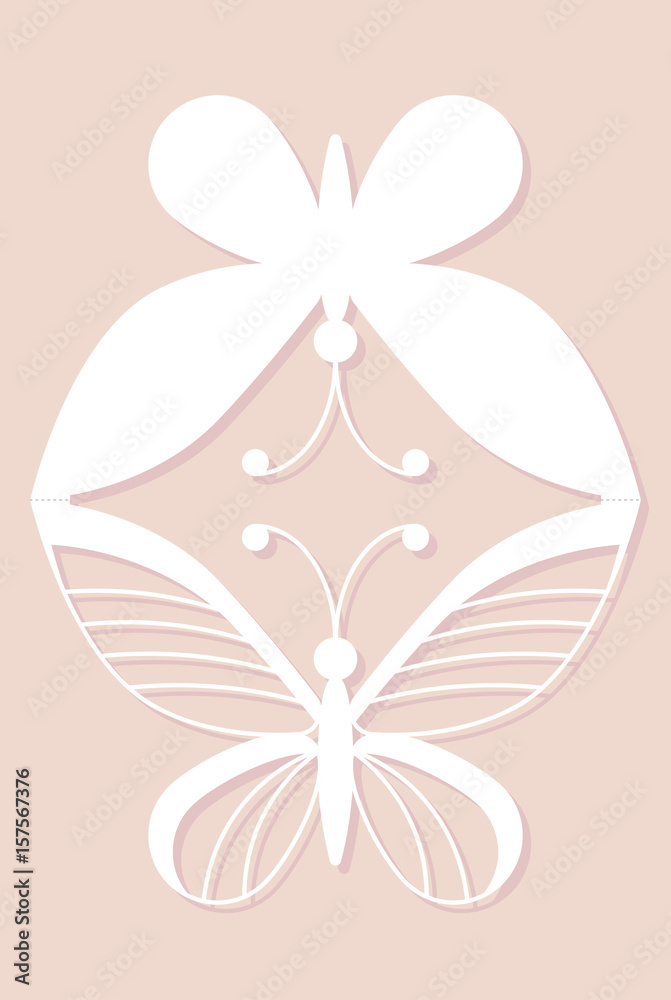Invitation card, wedding decoration, design element. Elegant butterfly laser cut. Vector illustration. Invitation card, wedding decoration, design element. Elegant butterfly laser cut. Vector illustration.