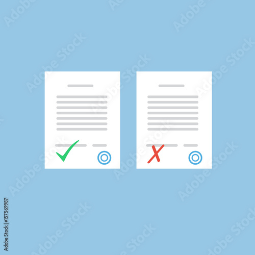 Document approve or not approve. Flat form icons
