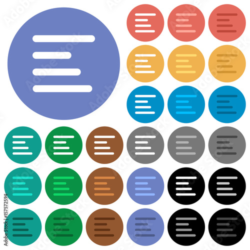 Text align left round flat multi colored icons