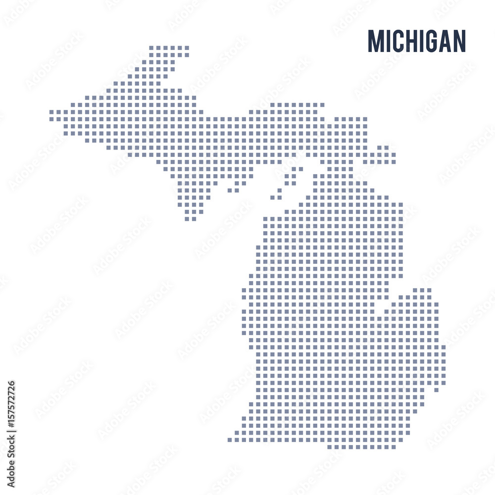 Vector pixel map State of Michigan isolated on white background