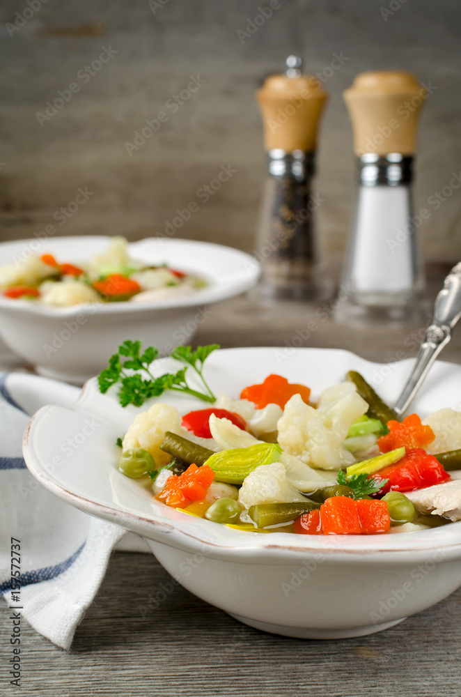 Soup on a chicken broth with vegetables Soup on a chicken broth with vegetables