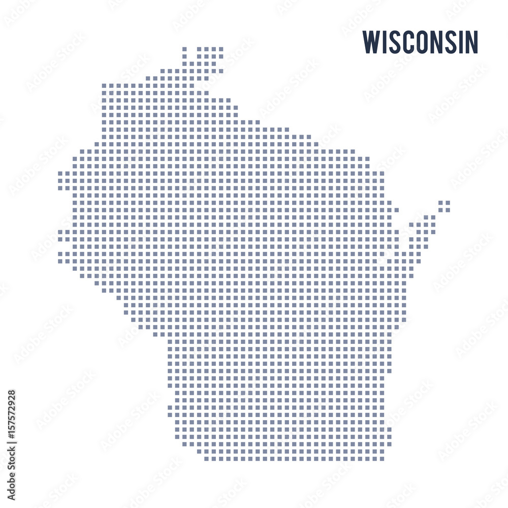 Vector pixel map State of Wisconsin isolated on white background