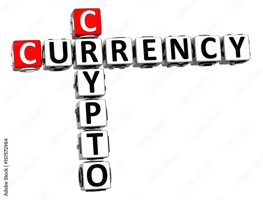 3D Crossword Crypto Currency over white background. 3D Crossword Crypto Currency over white background.