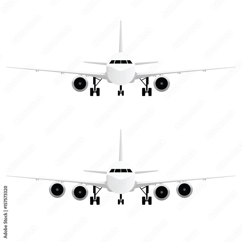 airplane in white color flight set illustration airplane in white color flight set illustration