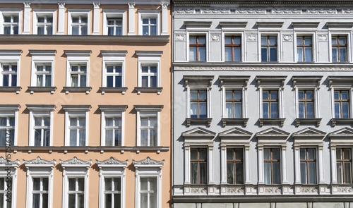 tow old houses with stucco in Berlin Kreuzberg